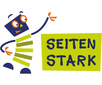 Das Maskottchen mit Logo von Seitenstark Das Maskottchen mit Logo von Seitenstark